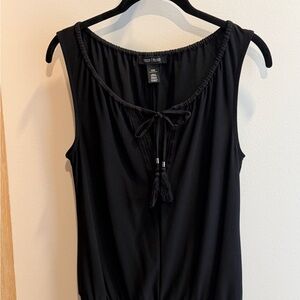 White House Black Market Black Sleeveless Tassel-Detail Tank